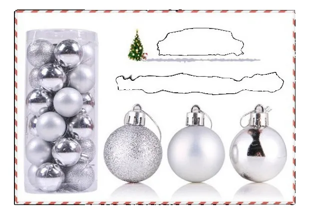 Nova Bola Decorativa De Natal, A 6 Cm, 24 Peças, Conjunto Devayotoy