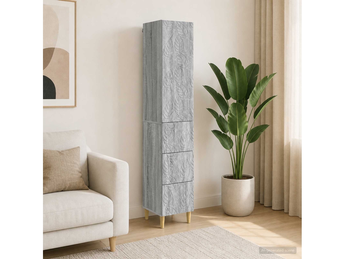 Vidaxl Conjunto De Gabinete 2 Unid. 33 X 34,5 X 90 Cm Sonoma Cinzento