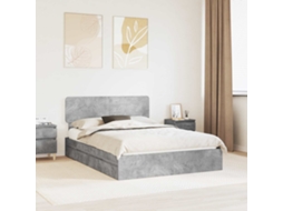 Vidaxl Cama com Armazenamento Cinzento 150 X 200 Cm Madeira Processada