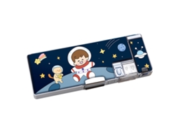 Estuche De Lápices Largo Con Sacapuntas Integrado Estilo Cartoon Para Niños Escolar Espacial