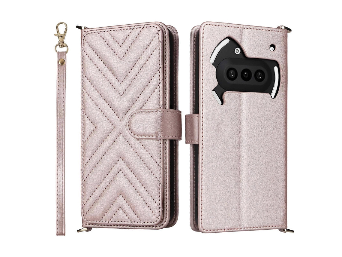 Capa Multifuncional De Couro Com 6 Compartimentos Para Cartões E Alça De Pulso Para Nothing Phone 3a