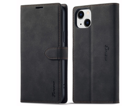 Capa Para Iphone 14 Forwenw Pele Sintética Anti-choque Preto