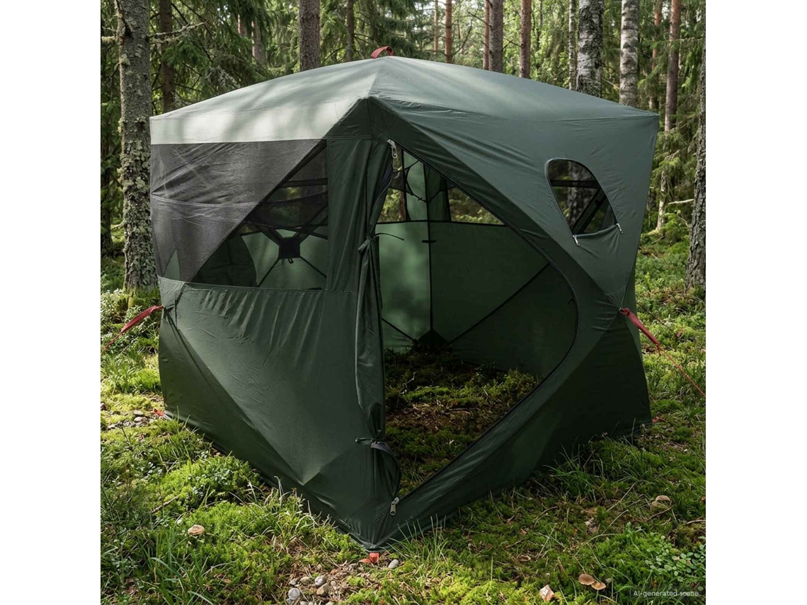 Vidaxl Barraca De Caça Com Telhado Verde Exército 143 X 143 X 165 Cm