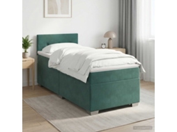 Vidaxl Cama Box Spring Com Colchão Verde-escuro 90 X 200 Cm Veludo