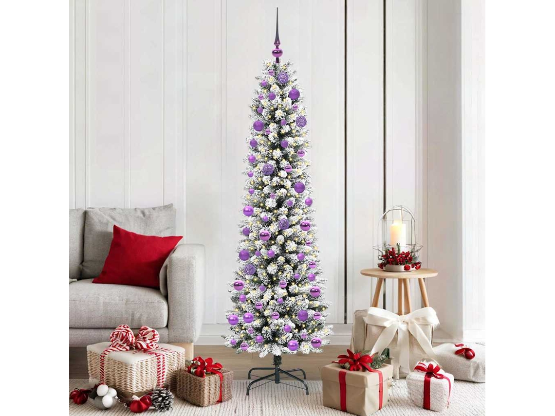 Vidaxl Árvore De Natal Artificial Branco 180 Cm Pvc, Metal E Plástico