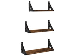 Wall Shelf Set, Wall Shelf Sets Vidaxl Marrom Madeira Processada (n/a)