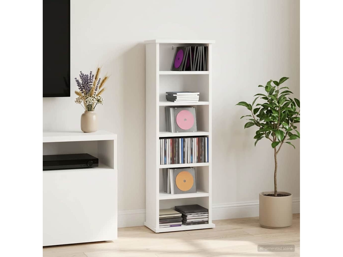 Vidaxl Armário Para Cd Branco 60 X 17 X 92 Cm Derivados De Madeira