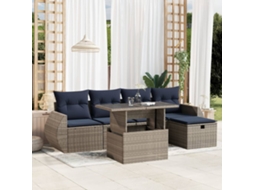 Vidaxl Conjunto De Sofá De Jardim Com 6 Peças E Almofadas Em Rattan Sintético Cinza