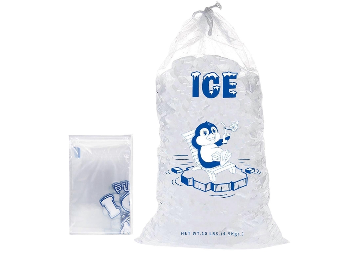 100 Sacos De Plástico Para Gelo, 8 Lb, 11 X 18 Polegadas, Fecho De Cordão, Resistentes, Armazenamento De Gelo