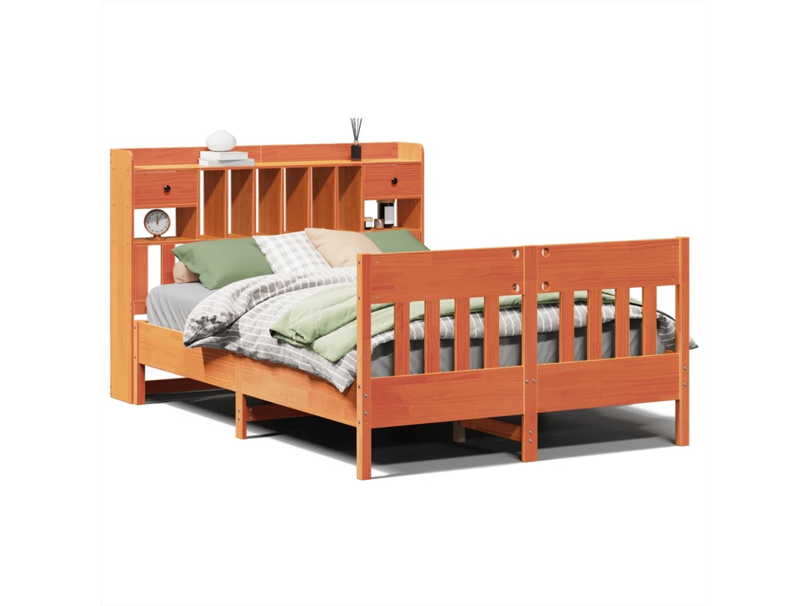 Cama Sem Colchão 150x200 cm Madeira Pinho Maciça Castanho mel MAISON EXCLUSIVE