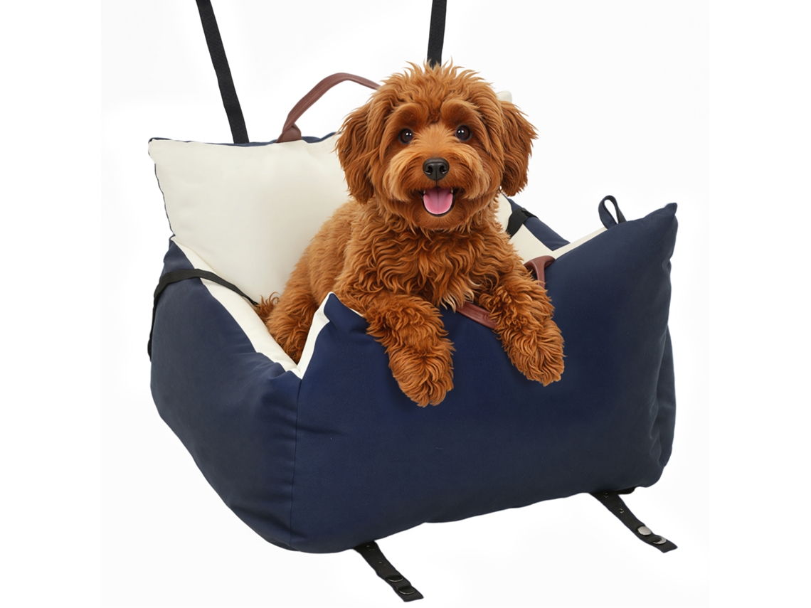 Cadeirinha de Carro para Cachorro com Cinto de Segurança e Fecho Acolchoado Cadeirinha 49x53x36cm Azul Marinho Ge