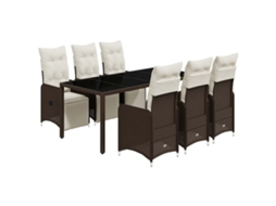 Conjunto de 7 Bistrôs de Jardim com Almofadões Vime Pe Castanho MAISON EXCLUSIVE
