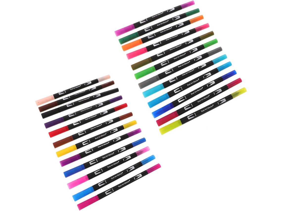 Doitool Conjunto De 24 Canetas Aquareláveis Com Ponta Dupla Para