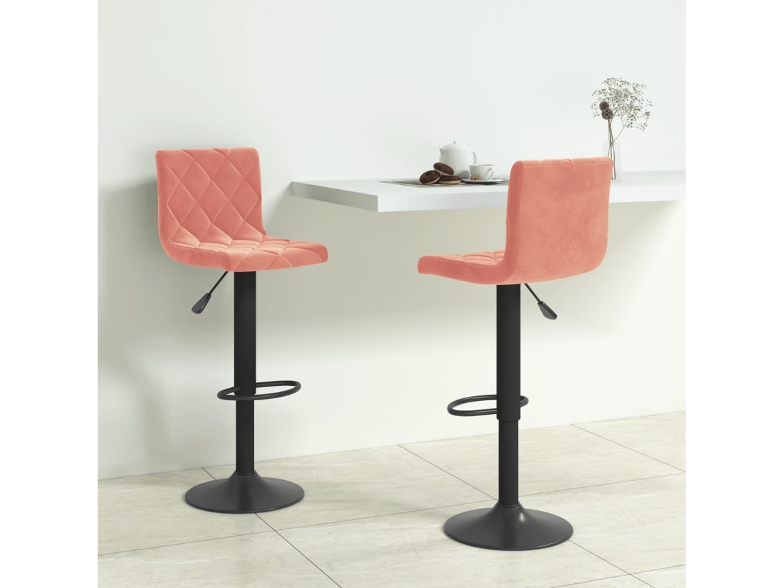Vidaxl Bancos De Bar 2 Pcs Veludo Rosa