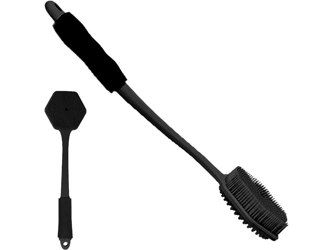 Escova De Silicone Para As Costas Com Cabo Extensível 45cm, Design Ergonômico, Para Limpeza Das Costas Quando A