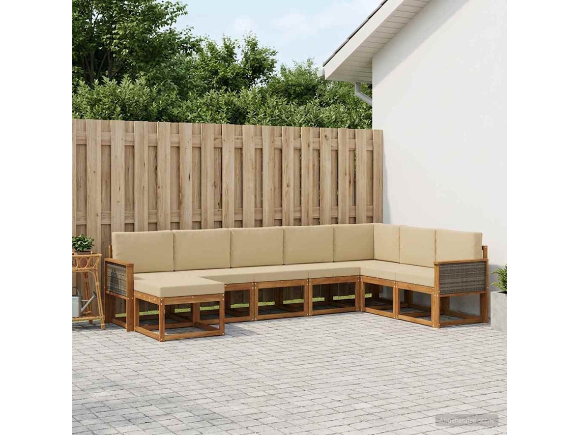Vidaxl Conjunto De Sofás Para Exterior 8 Pcs Natural E Bege