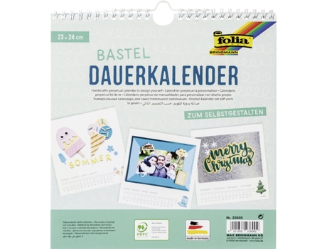 Calendário de Parede Criativo FOLIA 230 X 240 Mm Branco