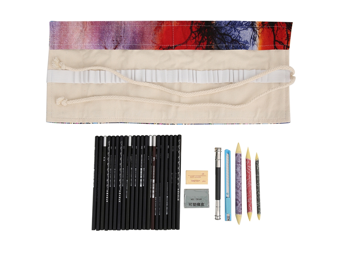 Conjunto de 29 Peças de Canetas para Desenho, Estojo para Iniciantes, Material Artístico Sunset Tree AQUAFORGE
