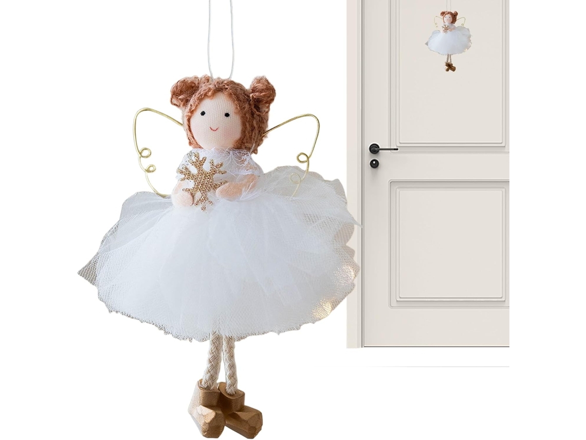Enfeite Natal Árvore Delicada Pingente Douradas Varanda Jardim Campo Peitoril Janela Porta Estar Quarto Anjo - GOKOCO