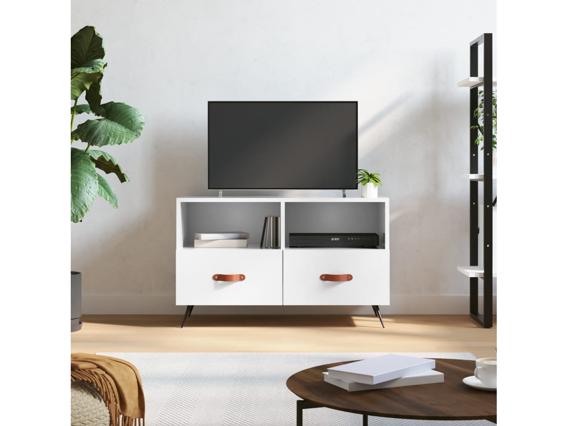 Vidaxl Móvel de Tv 80x36x50 Cm Derivados de Madeira Branco Brilhante
