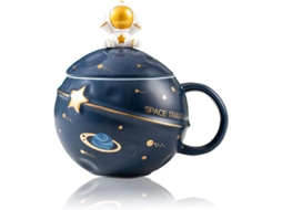 2026 taza de Cerámica Astronauta Con Diseño Estampado Espacial, Taza de Café Cute Azul Oscuro