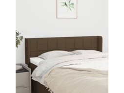 Vidaxl Cabeceira De Cama C/ Abas Tecido 147x16x78/88cm Castanho-escuro