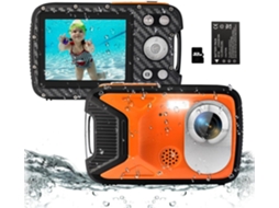 Câmera Infantil À Prova D'água 5m 1080p Hd com Cartão Sd de 32gb CHRONUS (laranja)