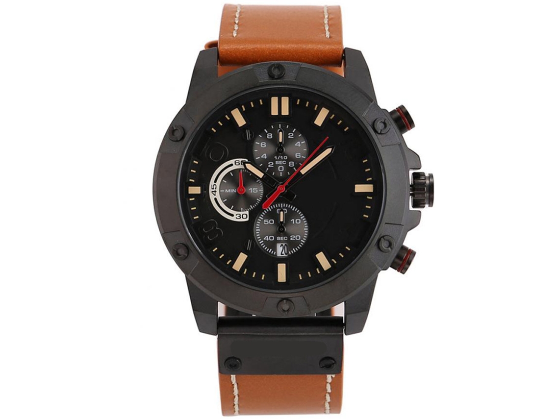 Reloj De Pulsera Curren Para Hombre Con Calendario Cuero Pu Suave Cuarzoo