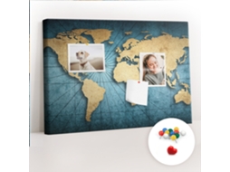 Painel De Cortiça Para Parede Mapa-múndi 3d Para A Sala De Estar Espelharte (60x40 Cm)