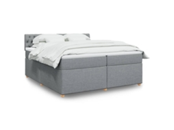 Vidaxl Cama com Molas/colchão 200x200 Cm Tecido Cinza claro