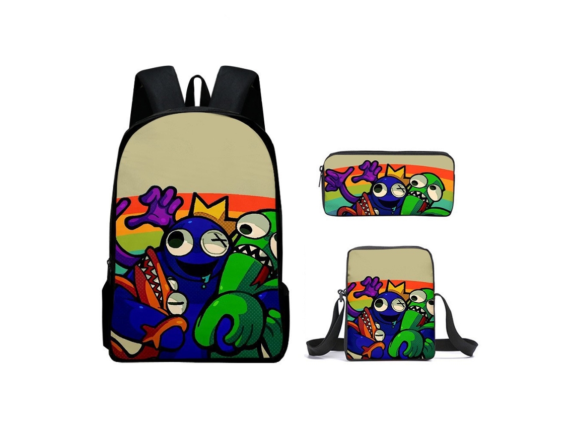 Conjunto De Mochila Infantil Com Estampa De Arco-íris E Três Peças: Mochila, Mochila De Refeição A Tiracolo E Estojo, Modelo P