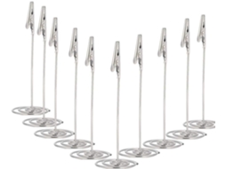 Conjunto De 10 Prendedores Mesa Metal, Porta Cartões Em Aço Carbono Com Base Redonda, Cor Prata, Ideais Para Fotos