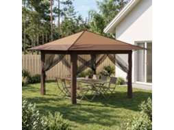 Vidaxl Gazebo Com 4 Laterais 3,3 X 3,3 M Bege E Marrom