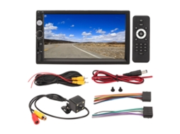 Reprodutor multimédia para carro de 7 polegadas com Carplay, Mirror Link, Bluetooth 5.1 e câmara de visão traseira de 12-24 V | S/MARCA