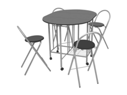 Vidaxl Conjunto De Jantar Dobrável 5 Pcs Mdf Preto
