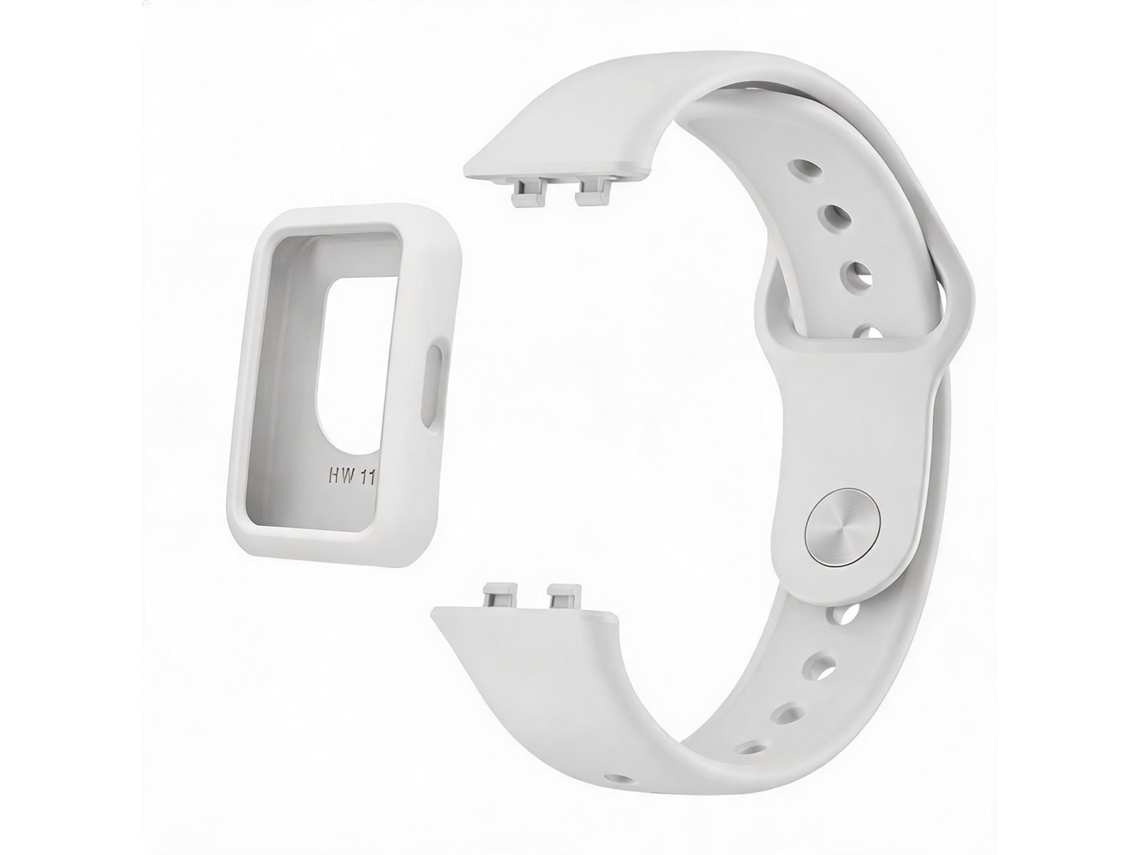 Bracelete De Silicone E Capa Protetora Para Huawei Band 11 (branco)
