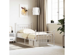 Vidaxl Estrutura De Cama Com Cabeceira E Pés 90x190 Cm Metal Branco