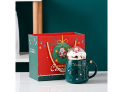 Caneca De Natal, Cerâmica Fofa Com Tampa, Alça E Colher, Chá Reutilizável Papai Noel, Presentes Natal Divertidos Para Mulheres Hom Aquaforge