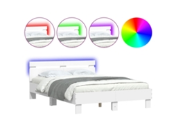 Bed Frame, Bed Frames Vidaxl Branco Madeira Processada (135 X 190 Cm)