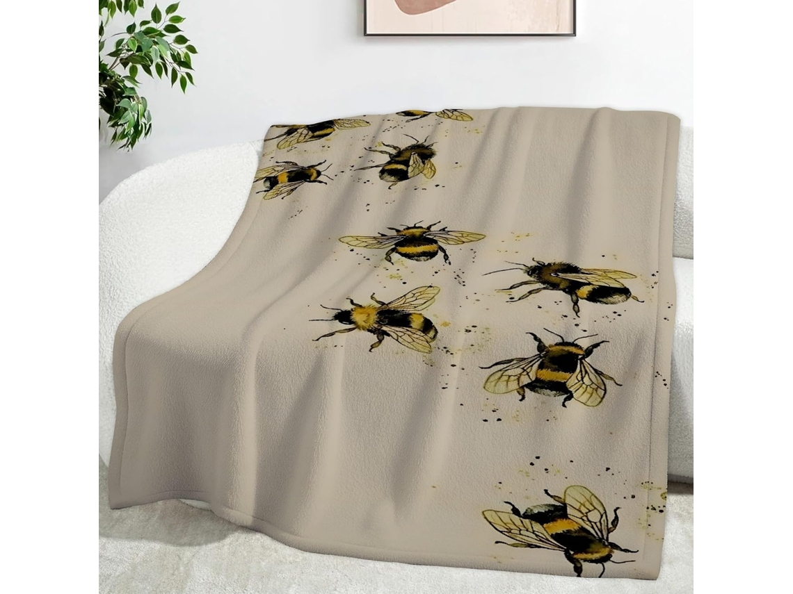 Manta de Abelhas Insetos 180x200 Cm Cobertor Flanela Multifuncional Macio e Aconchegante Ideal para Cama Escri