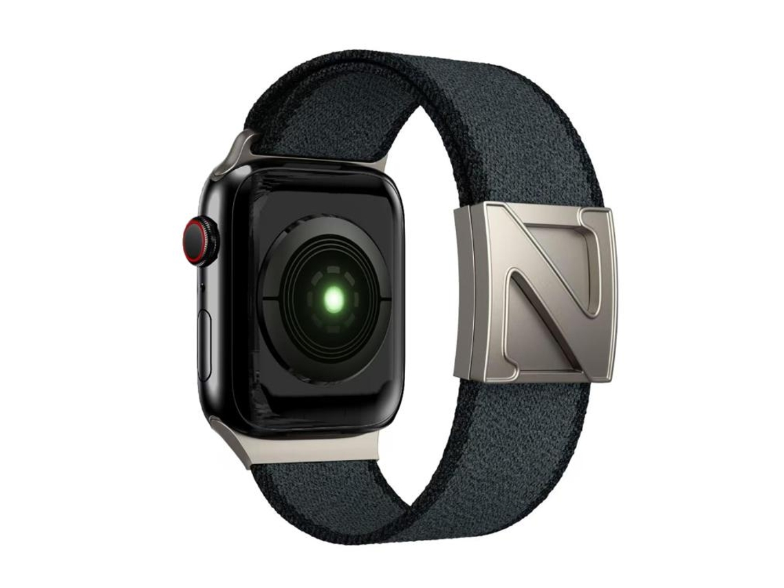 Bracelete para Apple Watch 42/41/40/38mm Nylon Bicolor com Fecho Magnético em Formato Z Cinza e Preto XIAOMOYU