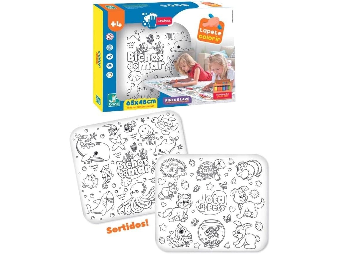 Tapete Infantil Colorir Lavável 50cm Com 12 Canetinhas Gokoco