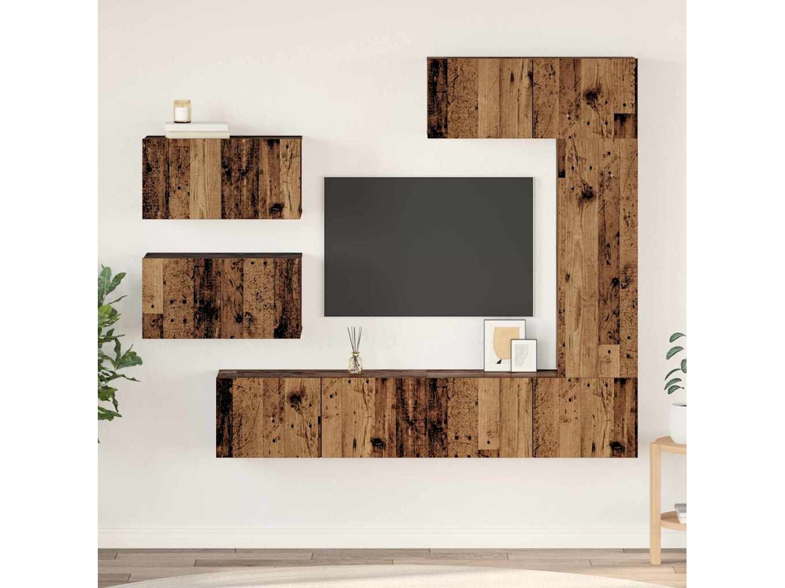 Vidaxl Conjunto de Móvel de Tv 6 Pcs Madeira Antiga Madeira Processada