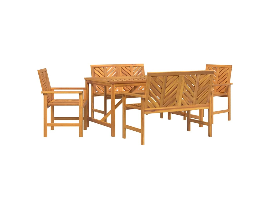Conjunto 5 Conjunto De Jantar Para Jardim Vidaxl Castanho Madeira De Acácia Maciça (150 X 90 X 74 Cm)