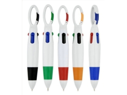 Pacote de 10 Canetas Esferográficas de Tinta Multicolorida 4 em 1 a Granel com Chaveiro para Adultos Crianças ZMDECQNA