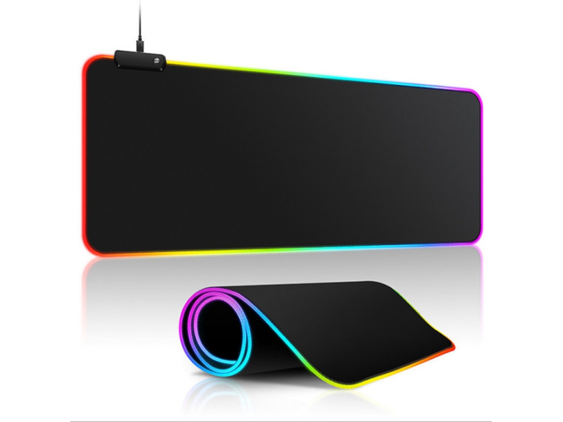 Mousepad Gamer Rgb 800×300×4mm Espesso, Tapete Estendido Para Mouse E Teclado Com Base De Borracha Antiderrapante E 7 Modos De Iluminação Brilvibera