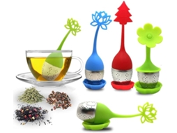 Conjunto De 5 Infusores De Chá Com Bandeja Coletora Gotas, Sourceton, Cabo De Silicone E Aço Inoxidável
