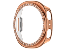 Capa Para Samsung Galaxy Watch 8/9 44mm, Protetora Em Pc Rígido Brilhante E Bumper Anti-impacto Ouro Rosa Panoona