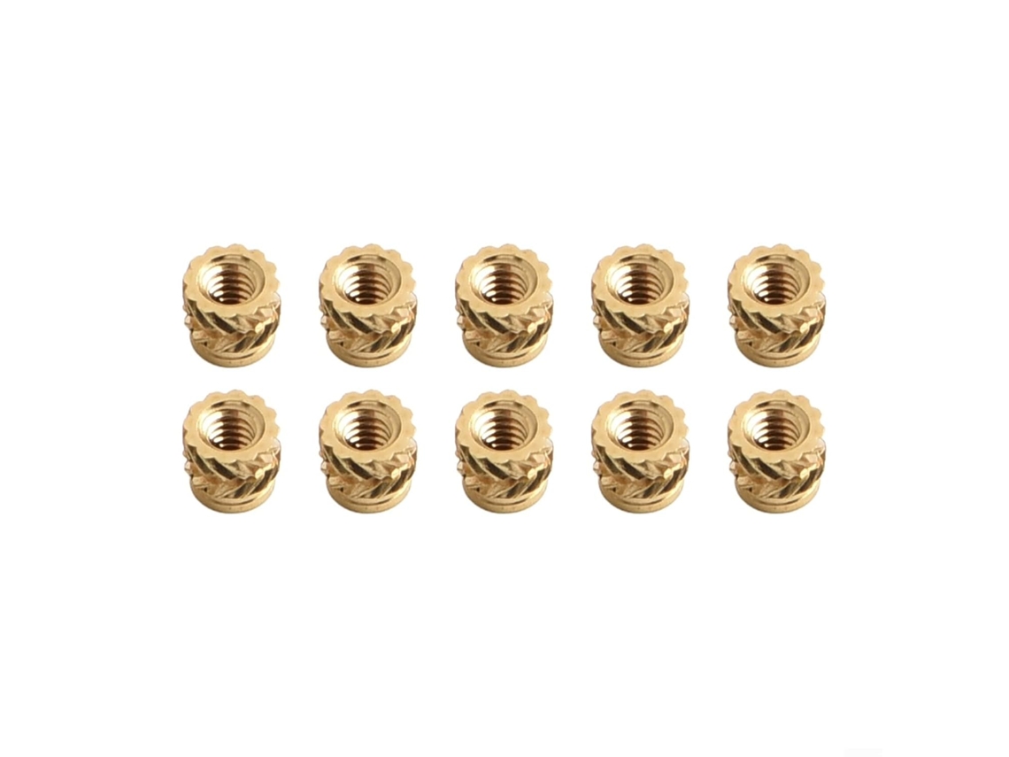 Pacote Com 10 Insertos Roscados M2 A M6 Porcas Serrilhadas De Latão
