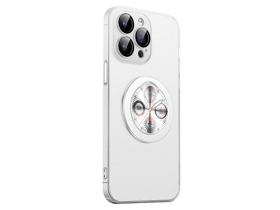 Capa Rígida De Pc Com Suporte E Mostrador Para Iphone 15 Pro, Cor Gradiente, Branca Fosca
